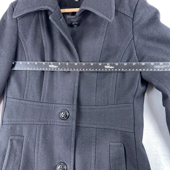 Giacca Gallery Wool Coat Button Down 3/4 Sleeves Womens Black Size Medium - Picture 6 of 11